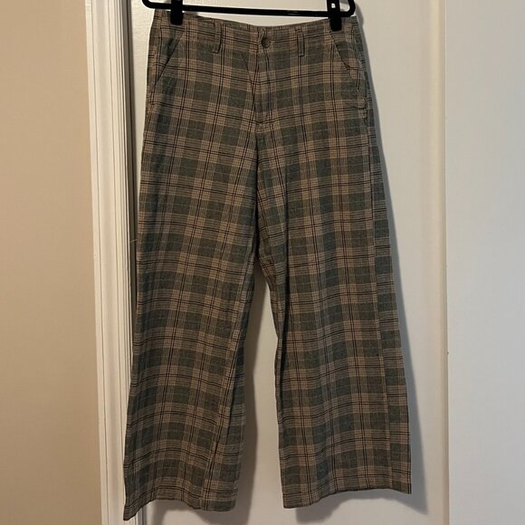 American Eagle Super High-Rise Baggy Wide Leg Jeans, Plaid - Size 10 Short - Picture 2 of 12